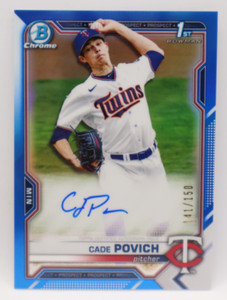 2021 Bowman Chrome Draft 1st Prospect Blue Refractor Auto /150 - CADE POVICH