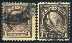 Estampillas de Estados Unidos Scott # 518b $1 Franklin MARRÓN PROFUNDO tono 1917 emisión cv $1100 5F2 52 - Imagen 1 de 3