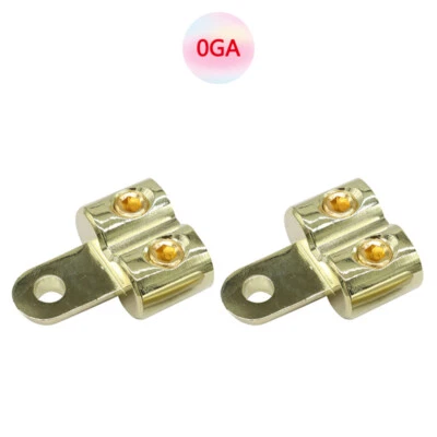 1Pair DUAL 0 GAUGE RING TERMINAL CAR AMP BATTERY POWER WIRING - Image 1 of 4