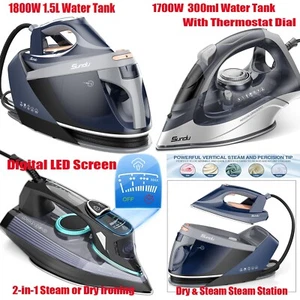 Pro Steam Station Iron for Clothes w/ Ceramic Coated Soleplate 1.5L Water Tank - Picture 1 of 57