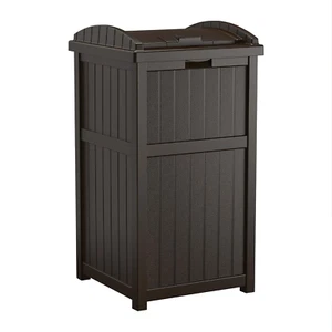 33 Gallon Durable Plastic Hideaway Outdoor Garbage Can with Secure Lid and Wicke - Picture 1 of 9