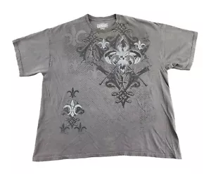VINTAGE MMA Elite Shirt Mens 2XL Fleur-de-lis Grunge Goth Y2K Cyber Adult A36 - Picture 1 of 13