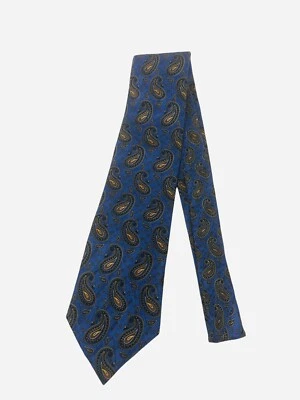 Corbata JZ Richards Hombre Azul Marrón Multicolor Paisley 100% Seda Hecha a Mano en EE. UU. Foto 1 de 4