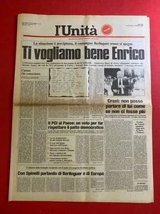 L'UNITA' del 11-6-1984 ENRICO BERLINGUER WE WANT YOU WELL Quotidiano Partito PCI - Picture 1 of 4