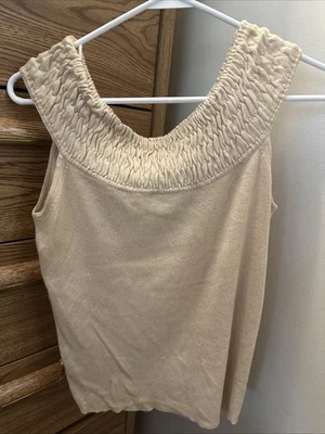 Camiseta sin mangas Dana Buchman color beige pequeña Foto 1 de 4