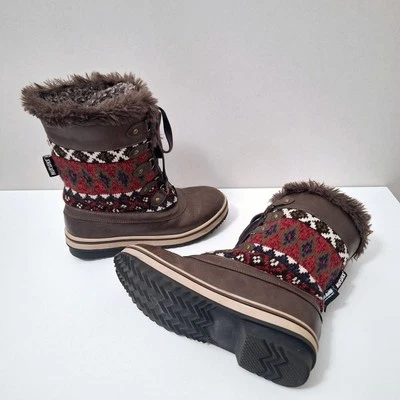 Muk Luks Women's 7 Aztec Brown Winter Boots Lace Up 200g Thinsulate Cozy Warm - Image 1 of 4
