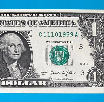 November 10, 1959 (C 11101959 A) BIRTHDAY Note $1 One Dollar Bill *UNC* - Image 1 of 4