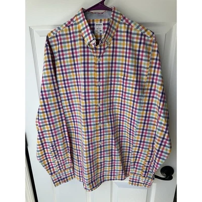 Camisa de vestir Bonobos para hombre grande rosa púrpura amarillo a cuadros informal manga larga L Foto 1 de 4