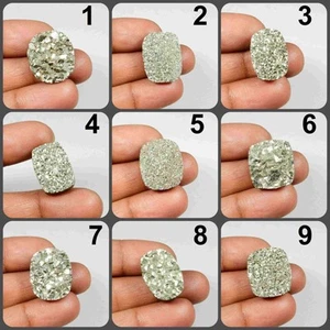 Golden Pyrite Druzy Geode Cabochon Crystal Natural Gemstone For Jewelry PD-D - Picture 1 of 31