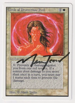 Signed Circle of Protection: Red LP Unlimited Artist Mark Tedin 1993 MTG Magic! - Image 1 of 2