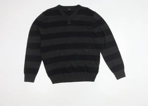 Thomas Nash Men's Multicoloured Striped Henley Jumper M - Picture 1 of 12