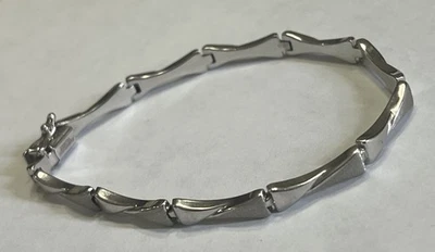 "Brazalete de eslabones de lujo de oro blanco de 14k de 5 mm de 7,25"" de largo 6,2 gramos de Aurafin" Foto 1 de 4