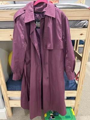 London Fog Women’s Trench Coat 16 Med Insulated 3 M Purple With Belt - Image 1 of 4