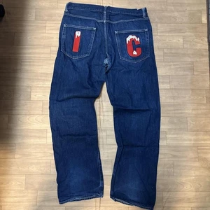 Pantalones de mezclilla BBC Ice Cream L usados bordados estilo helado - Imagen 1 de 10