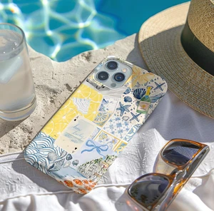 Coque téléphone italien été esthétique Coquette Starfish Vibe pour iPhone 11 à 16 - Photo 1 sur 4