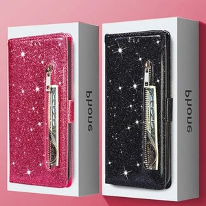 Glitter Bling Leather Wallet Flip Cover Case For iPhone 16 15 14 Pro Max 13 12 - Picture 1 of 18