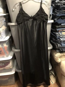 Vera Wang Nightgown Black Knee Length Chiffon Bodice Satin Size Small - Picture 1 of 7