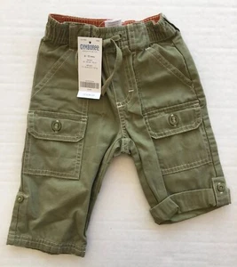 NWT Gymboree Safari Trek 6-12 Months Roll Up Cuff Olive Green Canvas Cargo Pants - Picture 1 of 1