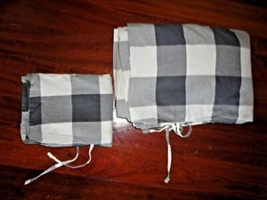 IKEA EMMIE RUTA GRAY & WHITE GINGHAM PLAID CHECK (2PC) TIE UP TWIN DUVET SET - Picture 1 of 5
