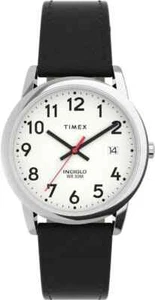 Timex TW2V75100, Easy Reader schwarze Lederuhr, Indiglo, 35mm Gehäuse, NEU - Bild 1 von 2