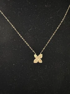 REAL 18k GOLD Flower Centered NECKLACE Only - Picture 1 of 6