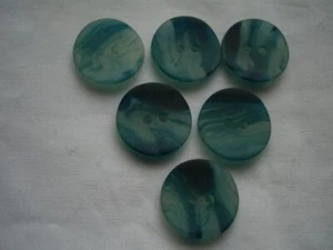 DUSKY BLUE SHADES,SEMI OPAQUE SLIGHT CONVEX SHAPE 2 HOLE BUTTONS x 6 FREE P&P - Picture 1 of 3
