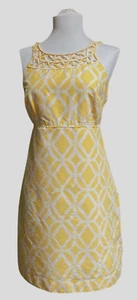 Lily Pulitzer Kleid Gr. 6 A-Linie ärmellos gelb/weiß geometrisches Design gefüttert - Bild 1 von 9