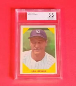 LOU GEHRIG 1960 FLEER CARD GRADATA BECKETT BVG 5.5 ECCELLENTE + NEW YORK YANKEES # - Foto 1 di 2