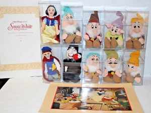 Disney's Snow White & The Seven Dwarfs Bean Bag Set of 10 + 1994 Lithograph - Picture 1 of 23