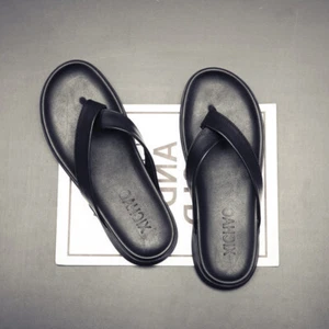 Roman Style Mens Beach Holiday Flip Flops Real Leather Slipper Sandals Flats New - Picture 1 of 25