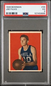 1948 BOWMAN BASKETBALL #34 JOE FULKS, PSA 3 VG (PHIL. WARRIORS) ROOKIE CARD/HOF - Picture 1 of 2