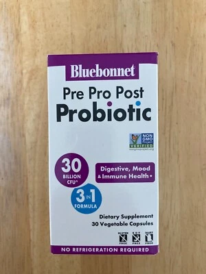 Bluebonnet Probiotic Postbiotic Prebiotic 30 Billion CFU 30 Veg Capsules - Image 1 of 3