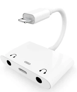 3 in 1 Dual 3.5mm Headphone Jack Adapter - Earphone Jack Audio & Charging - New - Picture 1 of 8
