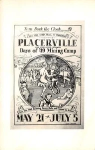 PLACERVILLE Days of '49 Mining Camp Poster Vintage Postcard RPPC Gold Rush 1930s - Picture 1 of 2