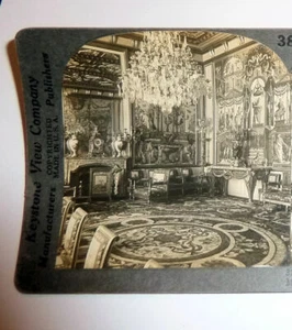Keystone 1910s STEREO VIEW CARD Reception Room Fontainbleu FRANCE - Picture 1 of 3