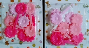 2 pack of pink flower Plastic girl kids Barrette clip bow Accessorie - Picture 1 of 1