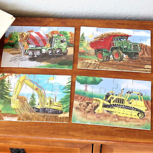 melissa & doug Construction Toy Wood Puzzles SET/4 + Wood storage box Toddler 3+