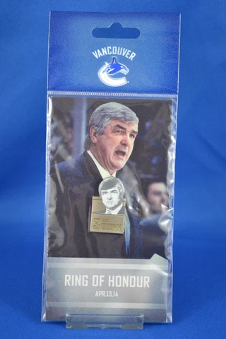Vancouver Canucks - Pat Quinn Ring Of Honour Pin - New in package RARE 4-13-2014 Cover