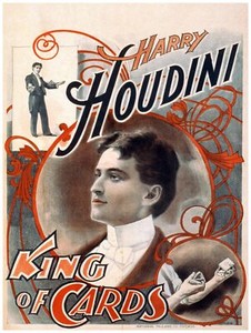 8023.Harry houdini.king of cards.picture of woman.POSTER.Magician art wall decor
