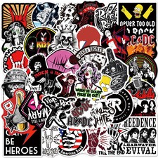 54 Rock Stickers Lot Heavy Metal Punk Band Music Guitar Car Decals Skateboard UK