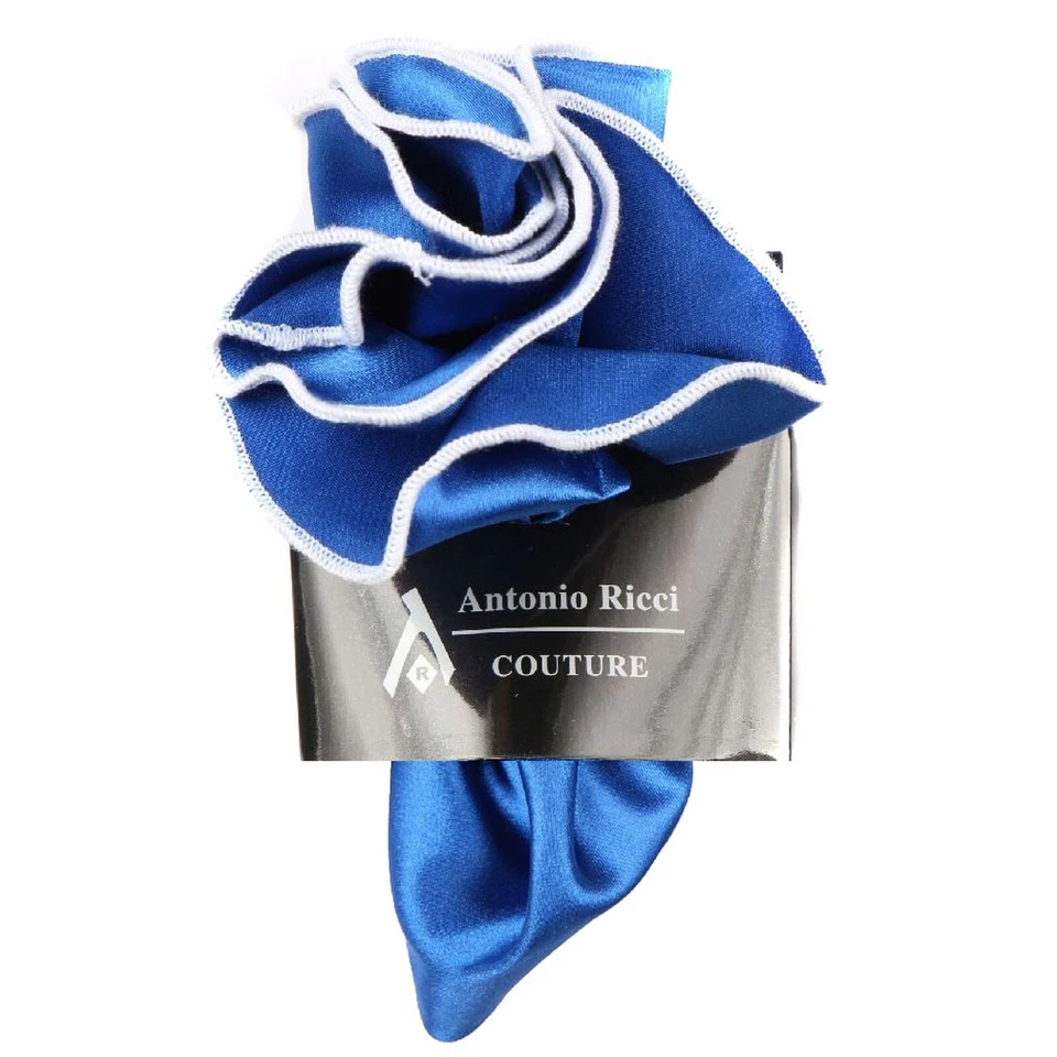 Antonio Ricci Bolsillo Redondo Pañuelo Real con Borde Blanco Formales Baile de graduación Bodas Foto 1 de 1
