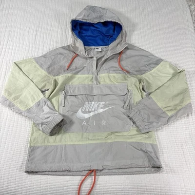 Jaqueta Nike Air Anorak masculina pequena cinza verde com capuz pulôver corta-vento ativa* - Imagem 1 de 4