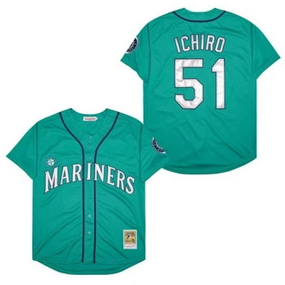 Camiseta deportiva retro para hombre Ichiro Suzuki Teal Mariners XL cosida nueva con etiquetas Foto 1 de 4