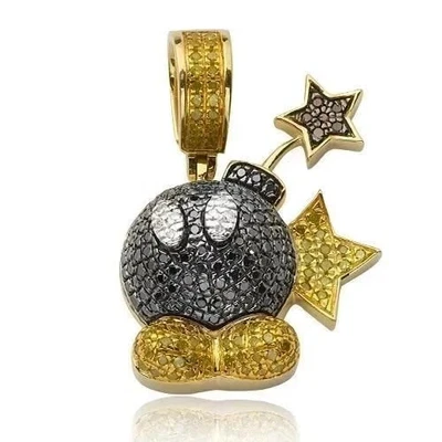 3Ct Round Cut Lab Created Diamond Bomb Shape Pendant 14K Three Tone Gold Plated - Image 1 of 4