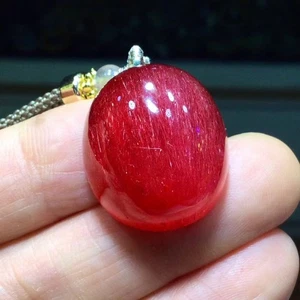 Colgante energético cristal tallado cuarzo rutilado rojo natural 23,5*20,5*13 mm A+++ - Imagen 1 de 6
