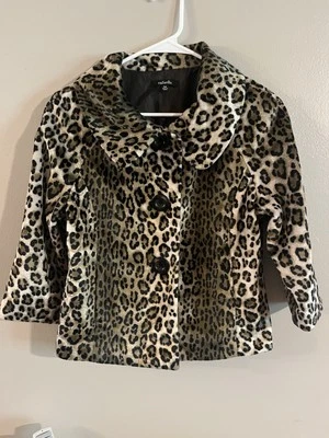 Chaqueta para mujer Rafaella M estampado de guepardo cuello grande imitación piel Topper Foto 1 de 4