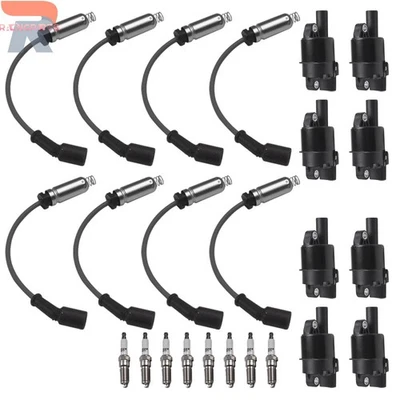 Round Ignition Coil & Spark+Wire for Chevy Silverado 1500 GMC Sierra Yukon UF742 - Image 1 of 4