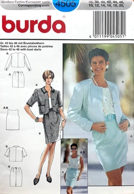 BURDA SEWING Pattern 4505 Misses Cropped Jacket, Skirt & Top: SIZES 10 - 20 - Image 1 of 2