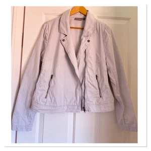 Sussan Light Blue Grey Biker Style Jacket 14 - Picture 1 of 2