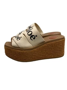 Chloe Sandals Wedge Espadrille Woody -- WHT Used - Picture 1 of 6